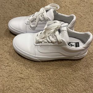 All White Old Sokol Vans